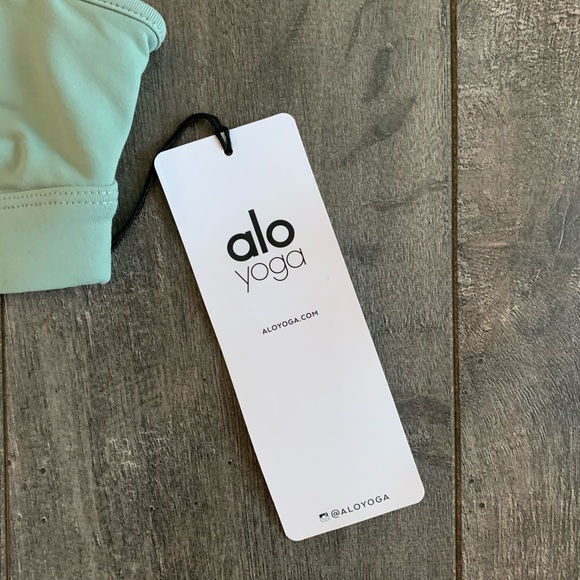 ALO Yoga Half Moon Sports Bra Sage Green - Picture 3 of 8